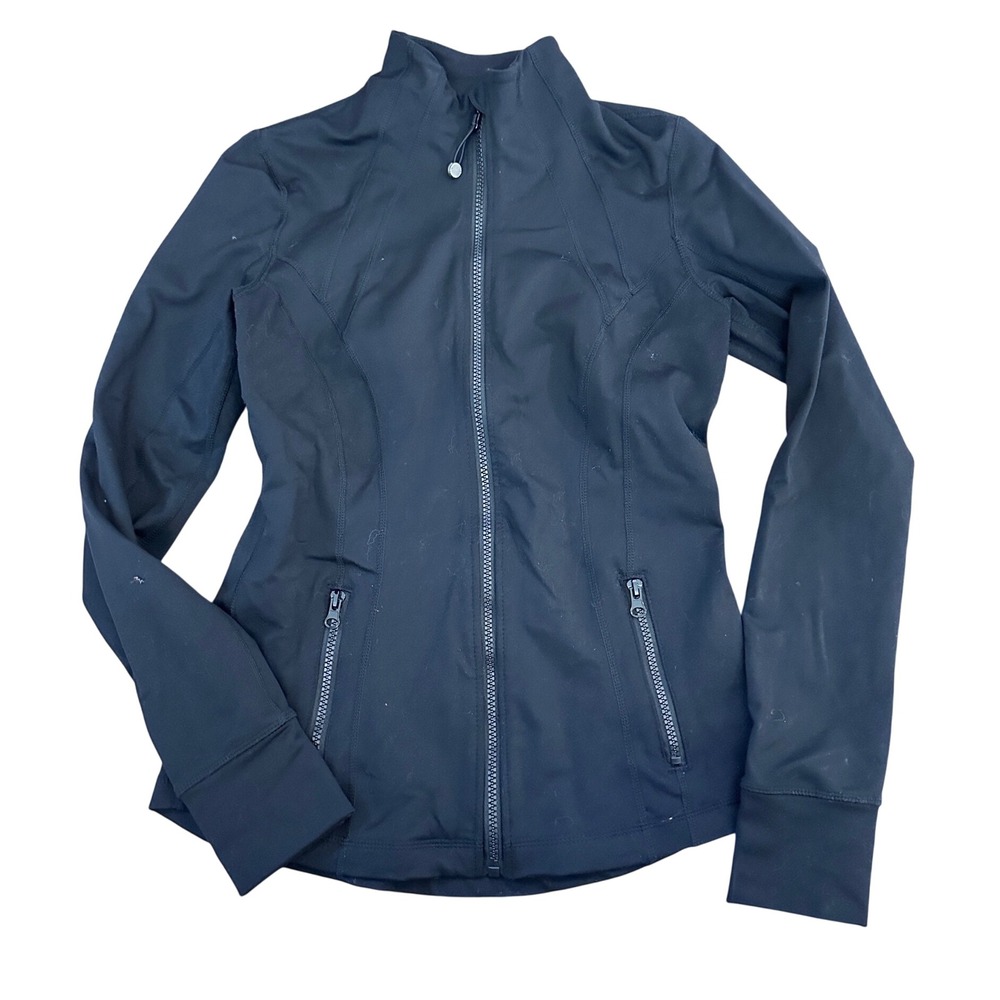 90 Degree by Reflex Womens Black Full Zip Track Jacket Mock Neck Size S